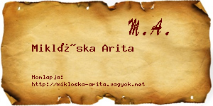 Miklóska Arita névjegykártya